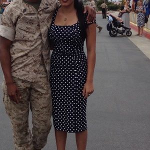 Navy blue Polkadotted dress